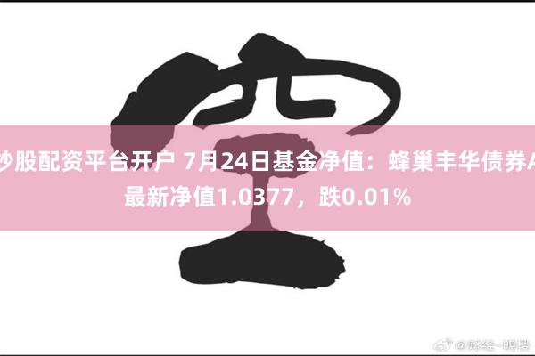 炒股配资平台开户 7月24日基金净值：蜂巢丰华债券A最新净值1.0377，跌0.01%