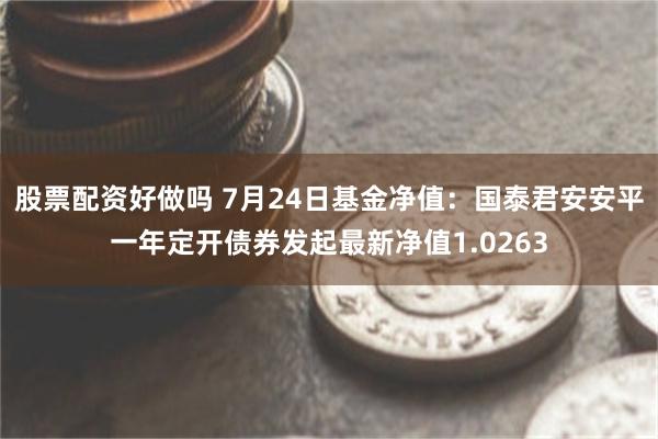 股票配资好做吗 7月24日基金净值：国泰君安安平一年定开债券发起最新净值1.0263